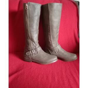 Riding Boots Grey Zippered Womens Size 8M Route 66 Biker Equestrian Tall